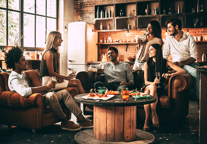 People gathered in a living room