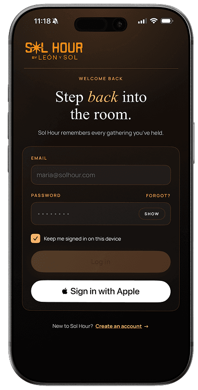 Sol Hour app screen